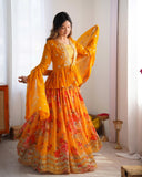 Digital Print Faux Georgette Lehenga with Thread Sequin Work and Matching Dupatta - Jaipuri Vastra