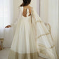 Elegant Chinon Silk Embroidered Gown with Plain Pant and Thread Work Dupatta - Jaipuri Vastra