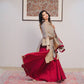 Luxury Ensemble with Full Sleeve Embroidered Top and Flared French Crepe Silk Lehenga