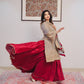 Luxury Ensemble with Full Sleeve Embroidered Top and Flared French Crepe Silk Lehenga