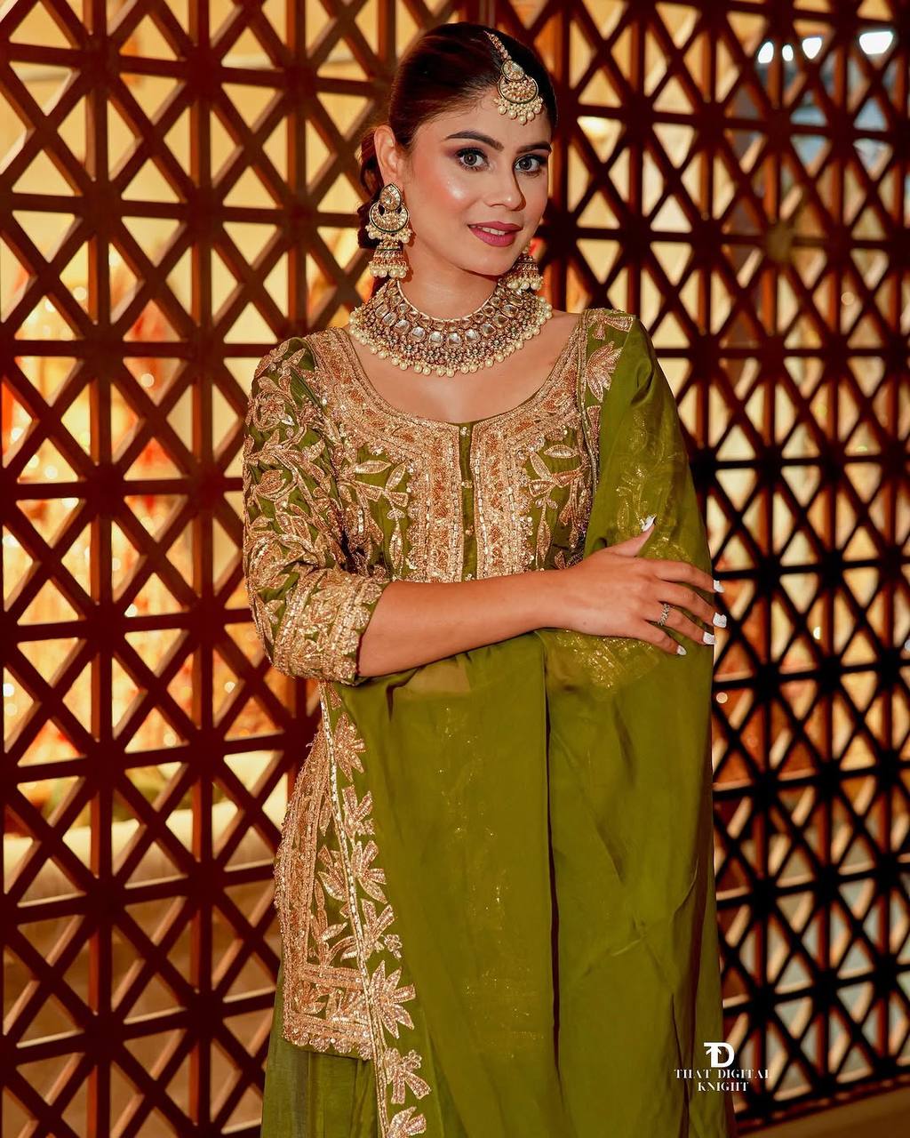Fancy Dupatta with Party Wear Top and Plazzo in Heavy Embroidered Chinon Silk