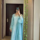 Designer 3-Piece Suit in Moss Satin with Beads & Sequin Work and Organza Dupatta