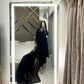 Designer 3-Piece Suit in Moss Satin with Beads & Sequin Work and Organza Dupatta