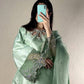 Designer 3-Piece Suit in Moss Satin with Beads & Sequin Work and Organza Dupatta