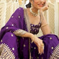 Fully Stitched Purple Faux Georgette Sharara and Dupatta Set with Thread and Sequin Embroidery
