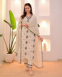 Exclusive Roman Silk Kurta with Embroidered Neck and Matching Pant & Dupatta