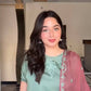 Three-Piece Farshi Salwar Suit in Natural Crepe with Embroidered Top and Faux Georgette Dupatta