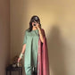 Three-Piece Farshi Salwar Suit in Natural Crepe with Embroidered Top and Faux Georgette Dupatta