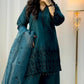 Designer Outfit in Vichitra Silk Featuring Full Sleeve Embroidered Top and Coordinated Bottom