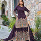 Elegant Pure Chinnon Silk Kurti Plazzo and Dupatta Set with Coding Dori and Sequence Work