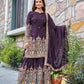 Elegant Pure Chinnon Silk Kurti Plazzo and Dupatta Set with Coding Dori and Sequence Work