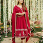 Stylish Roman Silk Anarkali Suit Set with Micro Cotton Pants and Embroidered Dupatta - Jaipuri Vastra