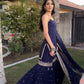 Designer Faux Georgette Sharara Suit with Thread Sequin Work and Dupatta Featuring Lace Border