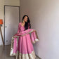 Designer Readymade Anarkali Gown Set with Dori Latkan and Embroidered Dupatta - Jaipuri Vastra