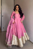 Designer Readymade Anarkali Gown Set with Dori Latkan and Embroidered Dupatta - Jaipuri Vastra