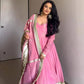 Designer Readymade Anarkali Gown Set with Dori Latkan and Embroidered Dupatta - Jaipuri Vastra