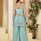 Butterfly Net Top and Plazzo Set with Full Sequence Embroidery and Matching Blouse