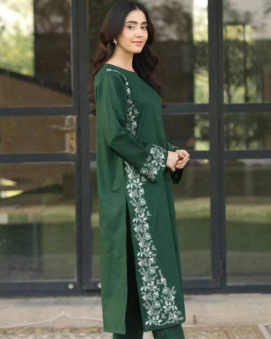 Exclusive Designer Ensemble in Premium Roman Silk with Georgette Dupatta