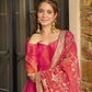 Designer Roman Simmer Silk Outfit Featuring Full Sleeve Top with Lace Border and Plazzo