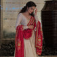 Designer Three-Piece Gown in Chinon with Bandhani Dupatta & Latkan Dori Work