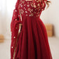 Luxury Crunchy Silk Flared Gown with Coordinated Pants and Embroidered Dupatta