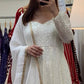 Three Piece Premium Anarkali Suit Set with Faux Blooming Fabric and Heavy Sequins Embroidery