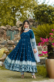 Premium Readymade Anarkali Suit Set Three Pieces with Faux Blooming Fabric and Heavy Sequins Thread Embroidery