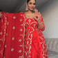 Elegant Red Faux Georgette Top with Micro Inner and Intricate Thread Sequin Work