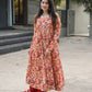 Premium Readymade Anarkali Suit Set Three Piece with Muslin Cross Embroidery and Digital Print