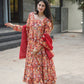 Premium Readymade Anarkali Suit Set Three Piece with Muslin Cross Embroidery and Digital Print