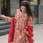 Premium Readymade Anarkali Suit Set Three Piece with Muslin Cross Embroidery and Digital Print