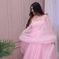 Premium Fully Stitched Faux Georgette Gown Set with Elastic Pants and Embroidered Dupatta