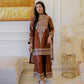 Chinestitch Embroidered Natural Crepe Suit Set with Plazo and Dupatta Featuring Four-Side Lace