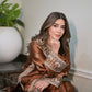Chinestitch Embroidered Natural Crepe Suit Set with Plazo and Dupatta Featuring Four-Side Lace
