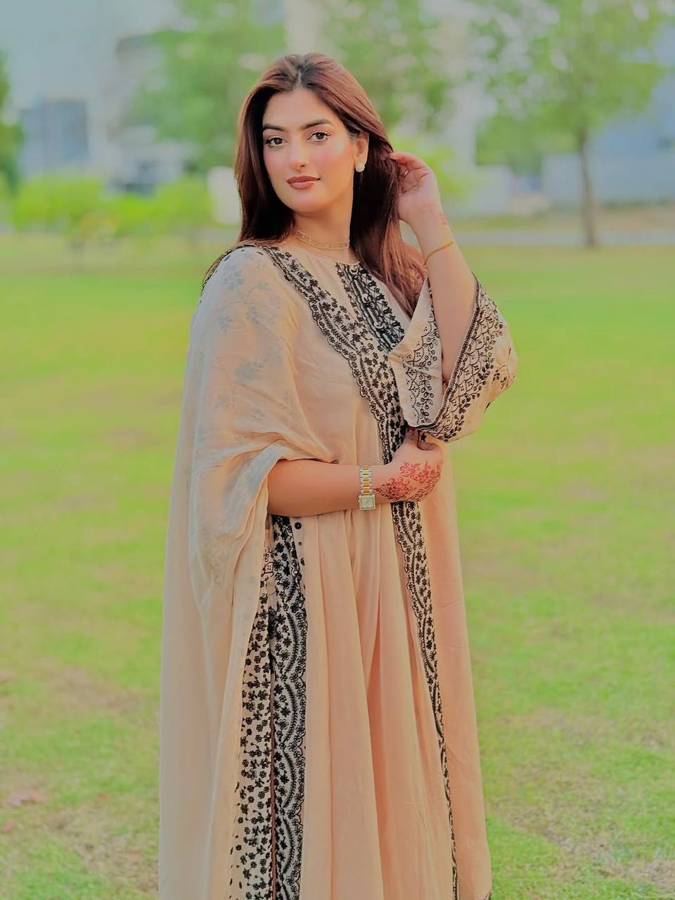 Luxury Roman Silk Top and Pant with Intricate GPO Embroidery & Georgette Dupatta