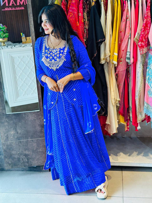 Exclusive Digital Print Lehenga Choli in Georgette with Samosa Lace Dupatta