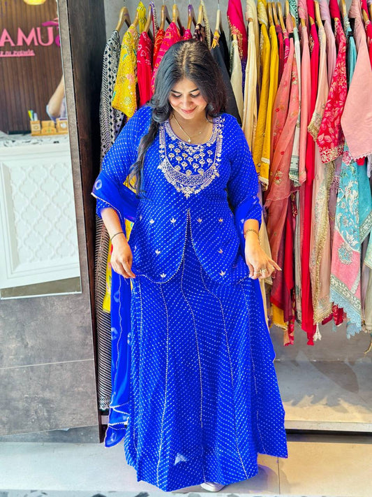 Exclusive Digital Print Lehenga Choli in Georgette with Samosa Lace Dupatta
