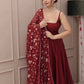 Graceful Party Wear Gown in Faux Georgette with Sequin Embroidery and Lace Border Dupatta