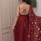 Graceful Party Wear Gown in Faux Georgette with Sequin Embroidery and Lace Border Dupatta