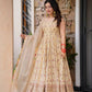 Elegant Faux Georgette Gown with Sequin Embroidery and Stretchable Waist Pants in Micro Cotton