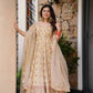 Elegant Faux Georgette Gown with Sequin Embroidery and Stretchable Waist Pants in Micro Cotton