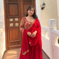 Red Designer Gown and Pant Set with Dupatta – All-Side Sequin Embroidery in Georgette