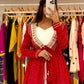 Designer Red Lehenga Choli for Navratri in Georgette with Real Mirror Work and Kodi-Sikka Lace