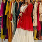 Designer Red Lehenga Choli for Navratri in Georgette with Real Mirror Work and Kodi-Sikka Lace