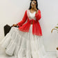 Designer Red Lehenga Choli for Navratri in Georgette with Real Mirror Work and Kodi-Sikka Lace
