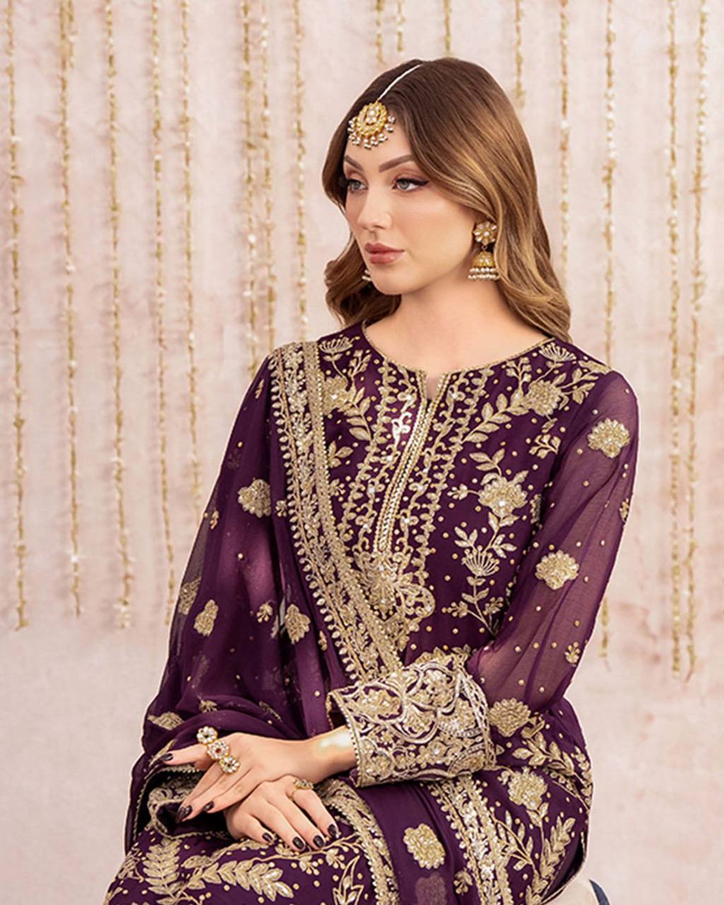 Trending Georgette Kurta, Palazzo and Dupatta Set with Sequin Embroidery and Samosa Lace
