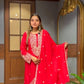 Designer Faux Georgette Embroidered Top and Sharara Set with Matching Dupatta Fully Stitched