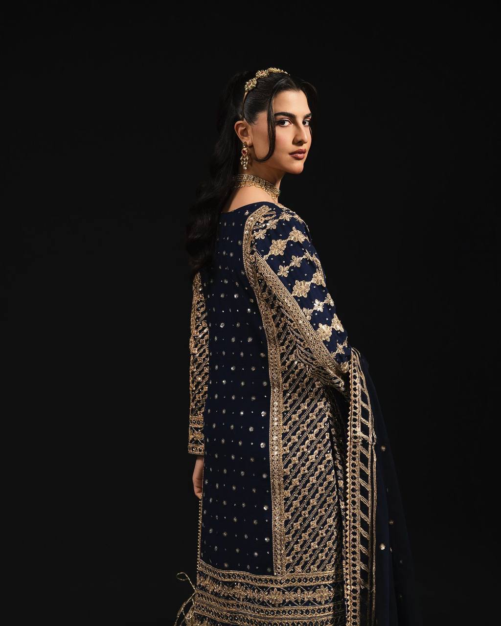 Fully Stitched Faux Georgette Suit Set with Embroidered Kurta Pant and Dupatta