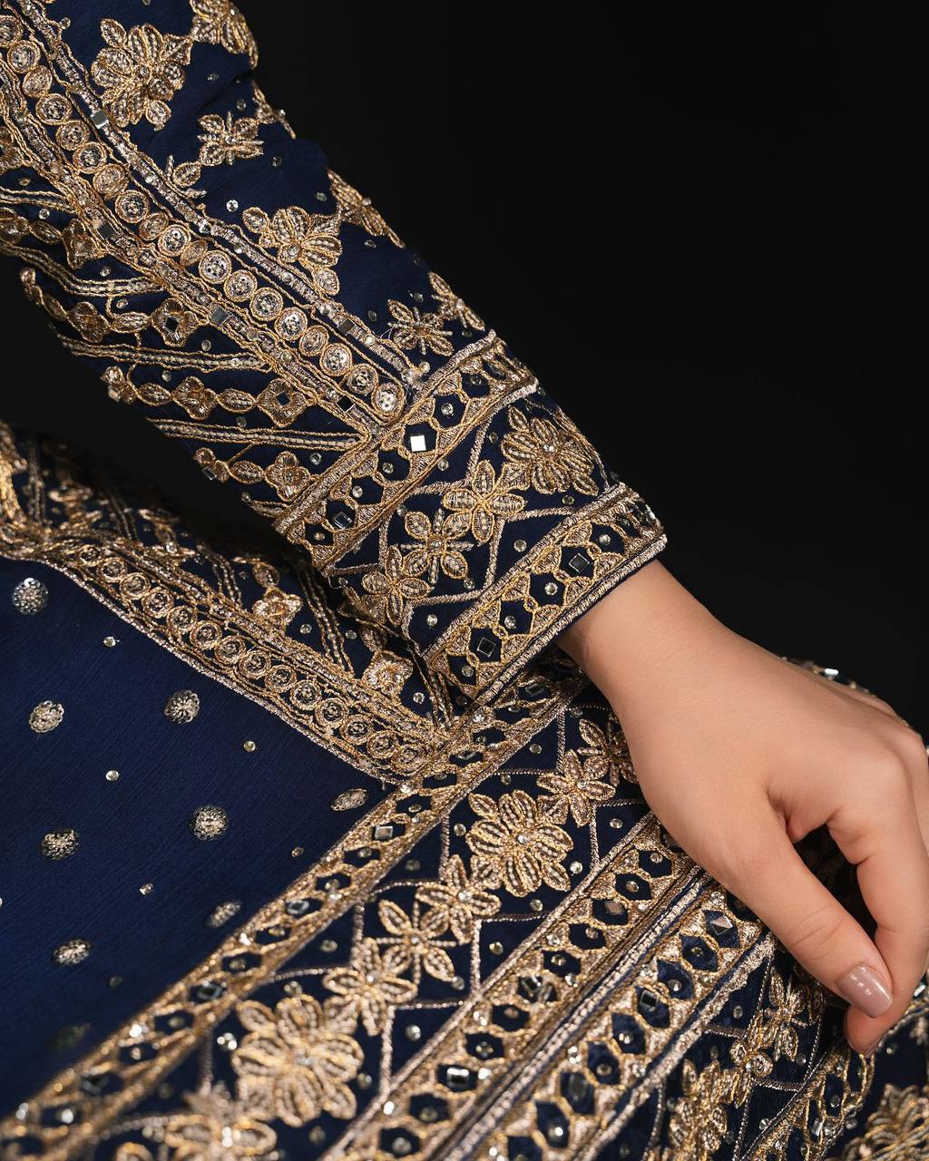 Fully Stitched Faux Georgette Suit Set with Embroidered Kurta Pant and Dupatta