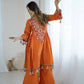 Boho-Inspired Pure Khadi Cotton Set with Sequence & Mirror Embroidery
